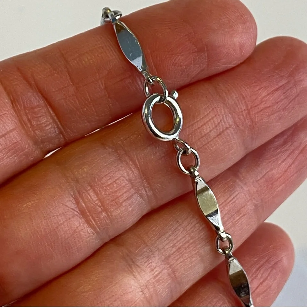 Vintage Silver Tone Elongated Long Bar Link Chain Necklace 40" - Picture 8 of 10